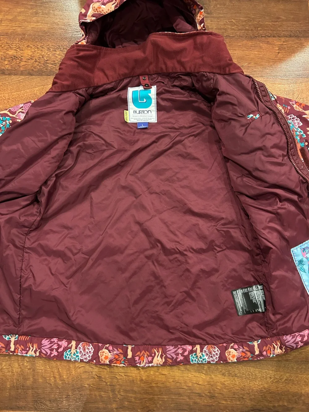 Burton DryRide Hooded Shell Jacket Cute Forest Animal Print Fall Winter 14/16 L